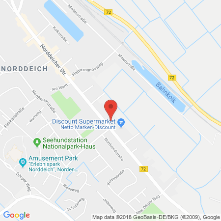Position der Autogas-Tankstelle: Tankshop Norddeich Gmbh in 26506, Norden / Norddeich