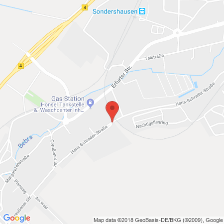 Position der Autogas-Tankstelle: Honsel Ts Sondershausen in 99706, Sondershausen