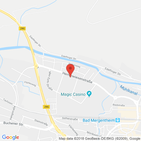 Position der Autogas-Tankstelle: Esso Tankstelle in 97980, Bad Mergentheim