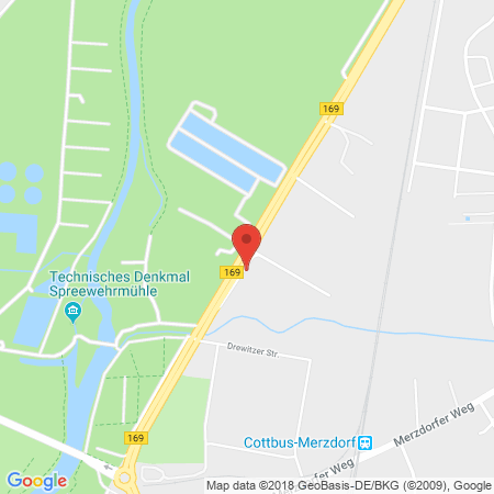 Position der Autogas-Tankstelle: Greenline Cottbus in 03042, Cottbus