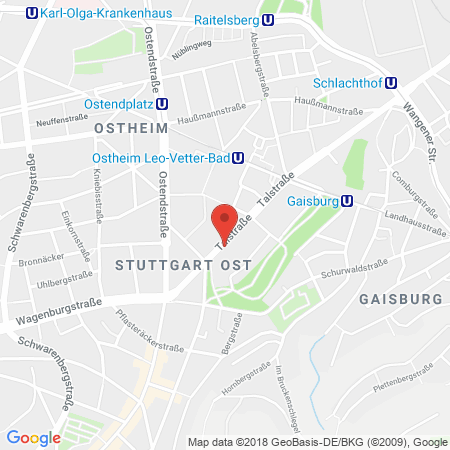 Position der Autogas-Tankstelle: Shell Tankstelle in 70188, Stuttgart