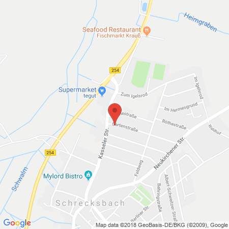 Position der Autogas-Tankstelle: Q1 Tankstelle in 34637, Schrecksbach