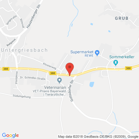 Position der Autogas-Tankstelle: Aral Tankstelle in 94107, Untergriesbach
