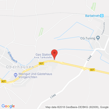 Position der Autogas-Tankstelle: AVIA Tankstelle in 76887, Oberhausen