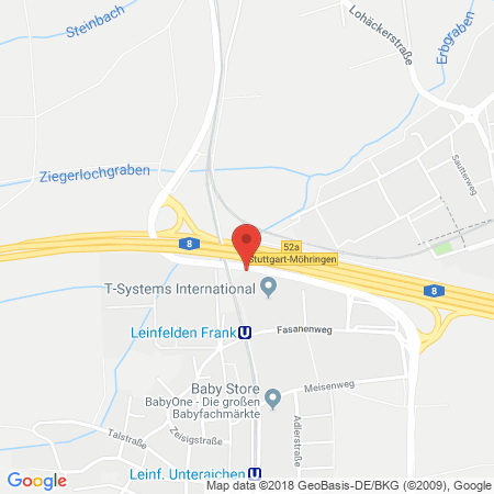 Position der Autogas-Tankstelle: Aral Tankstelle in 70771, Leinfelden