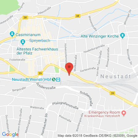 Position der Autogas-Tankstelle: Esso Tankstelle in 67434, Neustadt