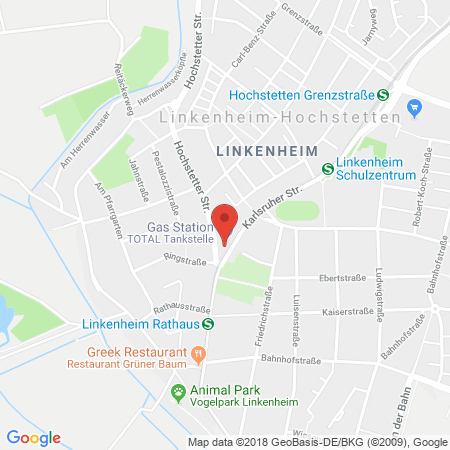 Position der Autogas-Tankstelle: Total Linkenheim-hochstetten in 76351, Linkenheim-hochstetten
