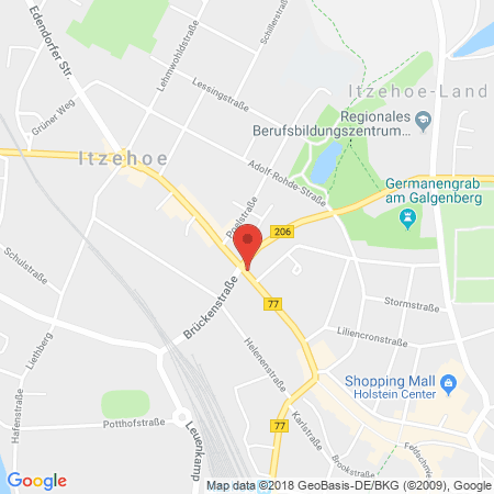 Position der Autogas-Tankstelle: Aral Tankstelle in 25524, Itzehoe