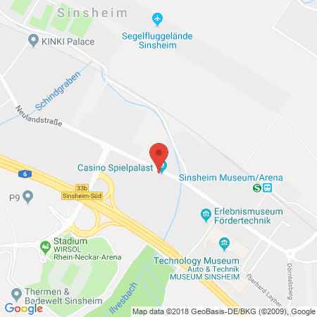 Position der Autogas-Tankstelle: AVIA Tankstelle in 74889, Sinsheim