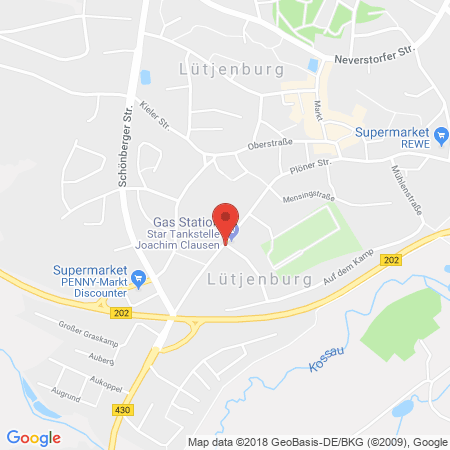 Position der Autogas-Tankstelle: Star Tankstelle in 24321, Lütjenburg