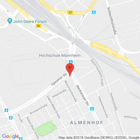 Position der Autogas-Tankstelle: Shell Tankstelle in 68199, Mannheim