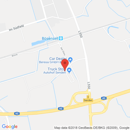 Position der Autogas-Tankstelle: Total Autohof Senden-boesensell in 48308, Senden-boesensell