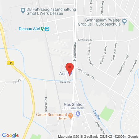 Position der Autogas-Tankstelle: Aral Tankstelle in 06849, Dessau