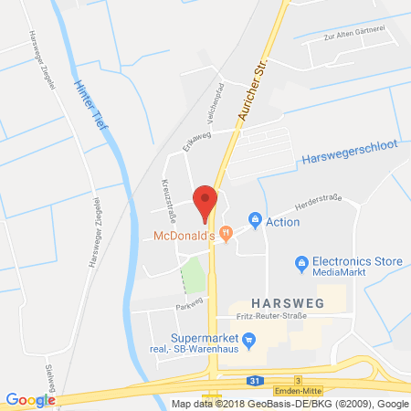 Position der Autogas-Tankstelle: Emden Vi in 26721, Emden