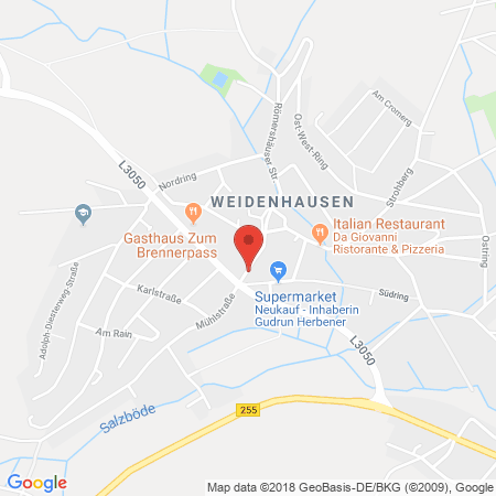 Position der Autogas-Tankstelle: Bft - Tankstelle Herrmann in 35075, Gladenbach - Weidenhausen
