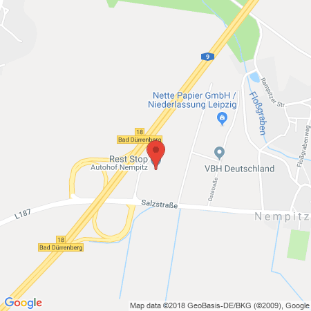 Position der Autogas-Tankstelle: Esso Tankstelle in 06231, Nempitz / Bad Duerrenberg