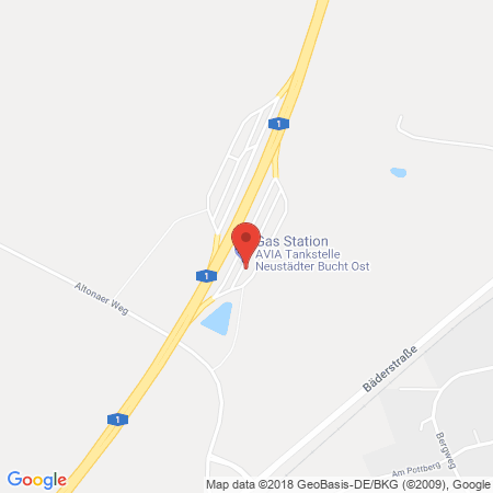 Position der Autogas-Tankstelle: AVIA Tankstelle in 23730, Sierksdorf