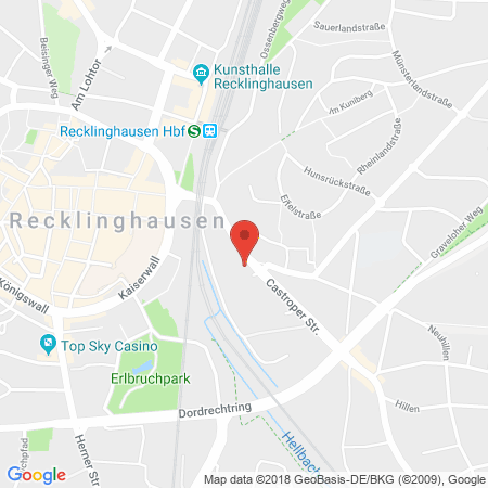Position der Autogas-Tankstelle: Aral Tankstelle in 45665, Recklinghausen