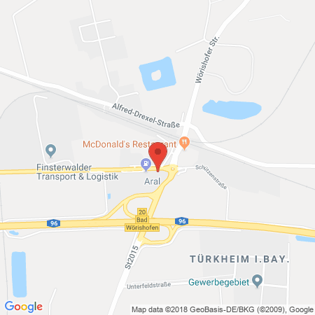 Position der Autogas-Tankstelle: Aral Tankstelle in 86842, Türkheim