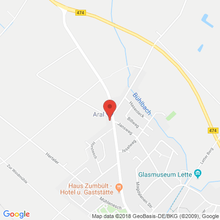 Position der Autogas-Tankstelle: Aral Tankstelle in 48653, Coesfeld