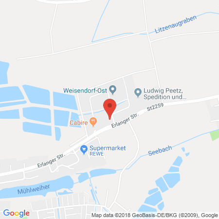 Position der Autogas-Tankstelle: AVIA Tankstelle in 91085, Weisendorf