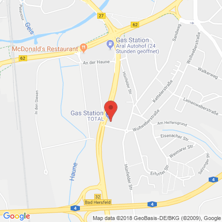 Position der Autogas-Tankstelle: Total Bad Hersfeld in 36251, Bad Hersfeld