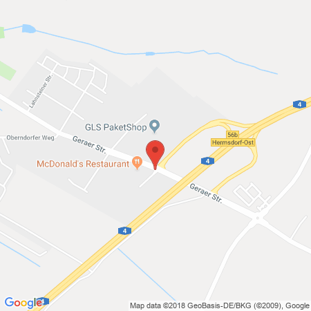 Position der Autogas-Tankstelle: Aral Tankstelle in 07629, Hermsdorf
