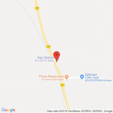 Position der Autogas-Tankstelle: Aral Tankstelle in 86981, Kinsau