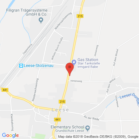 Position der Autogas-Tankstelle: Star Tankstelle in 31633, Leese