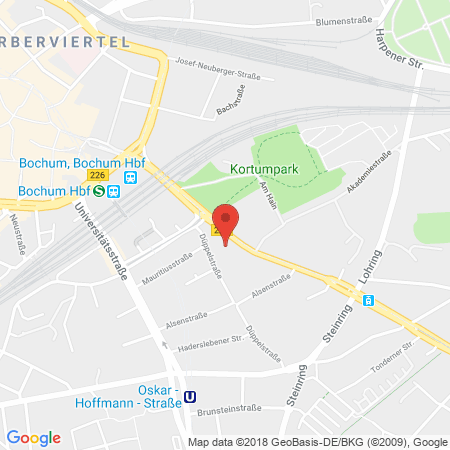 Position der Autogas-Tankstelle: Aral Tankstelle in 44789, Bochum