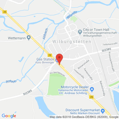 Position der Autogas-Tankstelle: Shell Tankstelle in 91634, Wilburgstetten