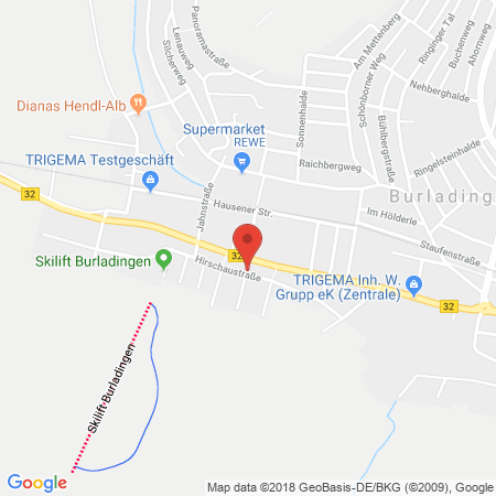 Position der Autogas-Tankstelle: Esso Tankstelle in 72393, Burladingen