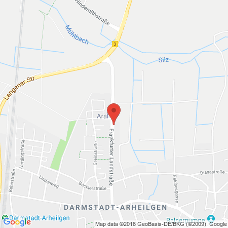 Position der Autogas-Tankstelle: Aral Tankstelle in 64291, Darmstadt