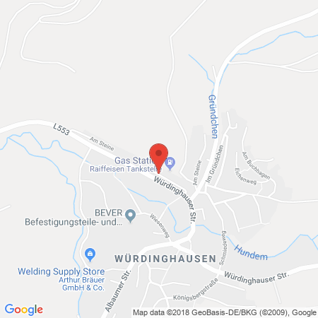 Standort der Tankstelle: Raiffeisen Tankstelle in 57399, Würdinghausen