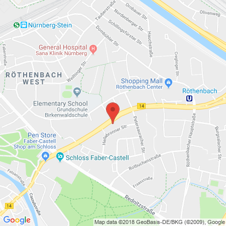 Position der Autogas-Tankstelle: Shell Tankstelle in 90449, Nuernberg