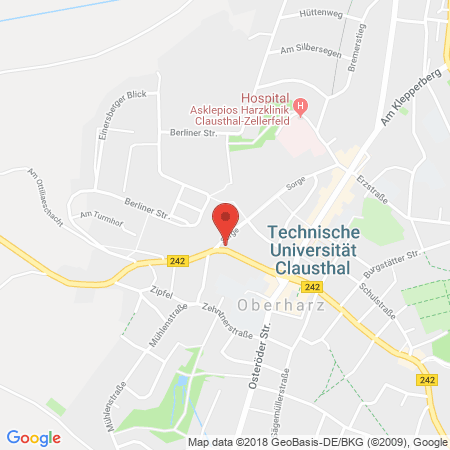 Position der Autogas-Tankstelle: Tas Clausthal-zellerfeld in 38678, Clausthal