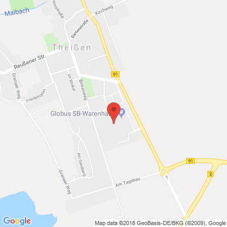 Position der Autogas-Tankstelle: Globus Handelshof Gmbh Und Co. Kg Betriebsstätte Theißen in 06727, Theißen