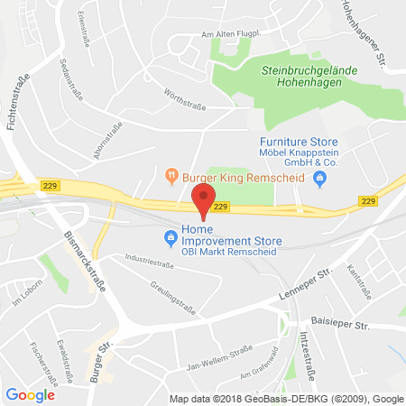 Position der Autogas-Tankstelle: JET Tankstelle in 42855, Remscheid