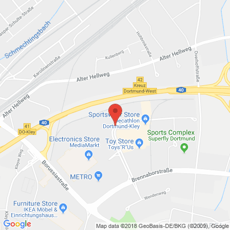 Position der Autogas-Tankstelle: Supermarkt-tankstelle Am Real,- Markt Dortmund Wulfshofstrasse in 44149, Dortmund
