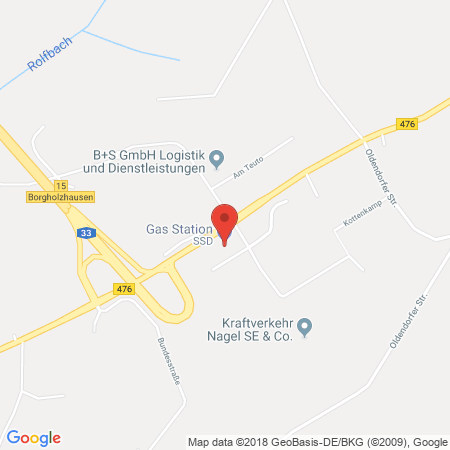 Position der Autogas-Tankstelle: Ssd-tank in 33829, Borgholzhausen