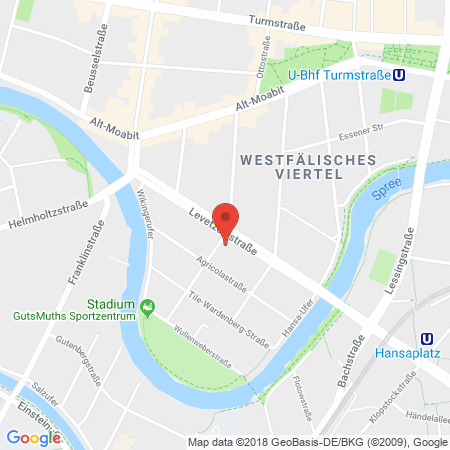 Position der Autogas-Tankstelle: Aral Tankstelle in 10555, Berlin