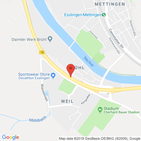 Position der Autogas-Tankstelle: Supermarkt-tankstelle Esslingen Wannenrain 30 in 73733, Esslingen