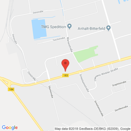 Position der Autogas-Tankstelle: Shell Tankstelle in 06749, Bitterfeld