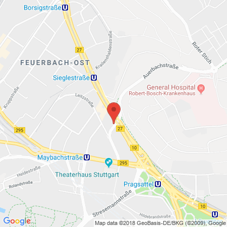 Position der Autogas-Tankstelle: Aral Tankstelle in 70469, Stuttgart