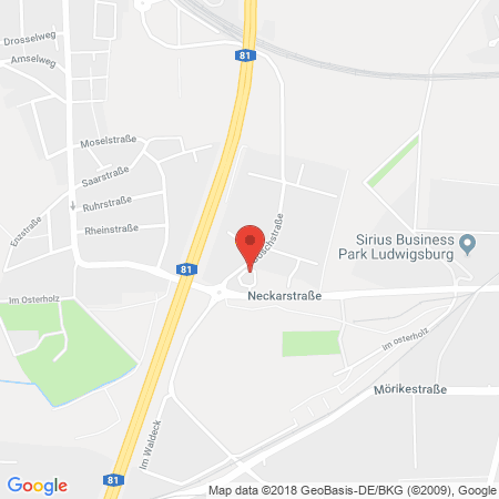 Position der Autogas-Tankstelle: Shell Tankstelle in 71679, Asperg