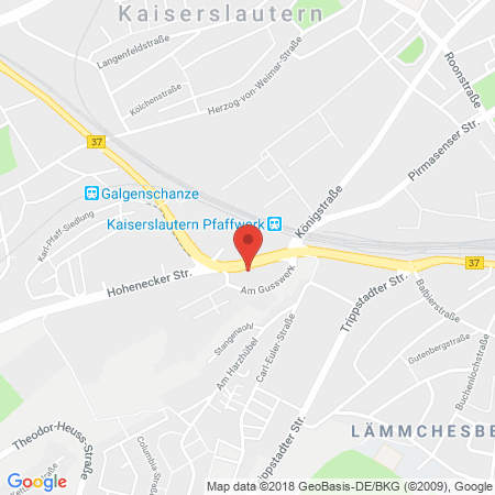 Position der Autogas-Tankstelle: Agip Tankstelle in 67663, Kaiserslautern