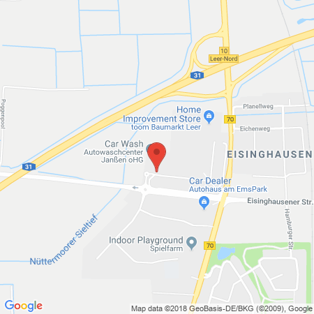 Position der Autogas-Tankstelle: Supermarkt-tankstelle Leer Nuettermoorer Str. 2 in 26789, Leer