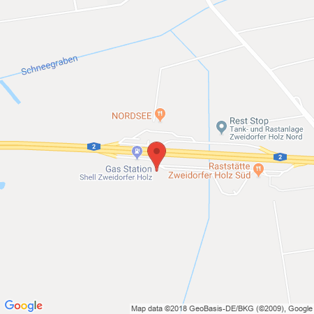 Kartenansicht BAB-Tankstelle Zweidorfer Holz Süd (Shell)