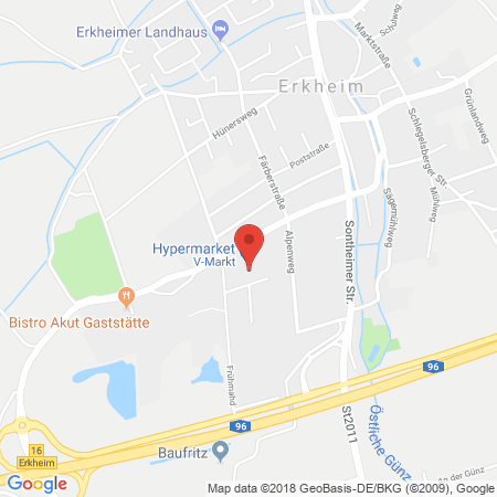 Kartenansicht V-Markt Erkheim