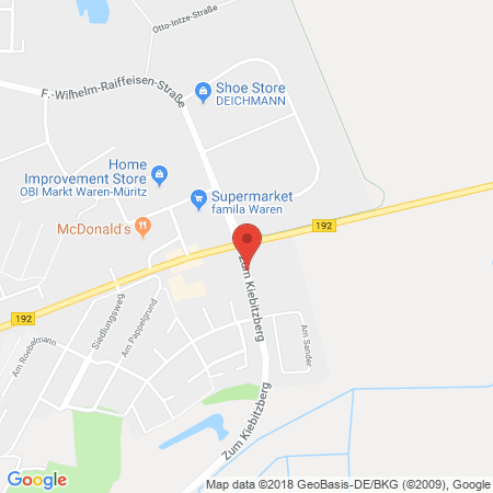 Kartenansicht Autohaus Kühne GmbH und Stadtwerke Waren